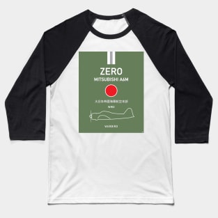 Mitsubishi A6M Zero WW2 Warbird Japan Baseball T-Shirt